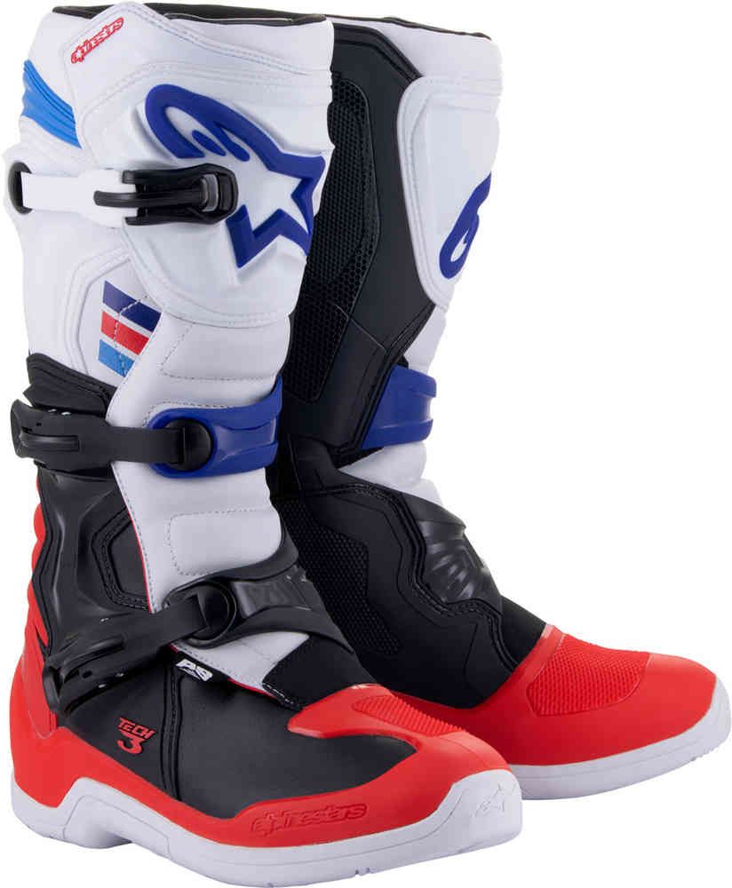 Alpinestars Tech 3  Black/White/Red/Blue Boots : Delivery in 10 Days